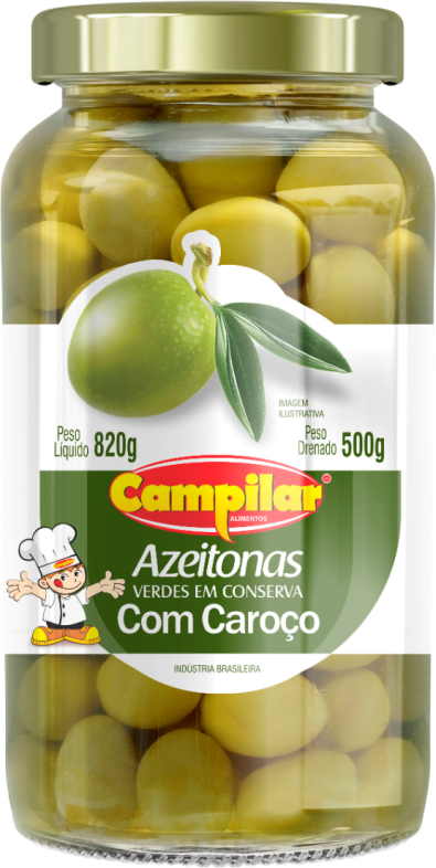 AZEITONAS VERDES C/ CAROÇO CAMPILAR 500 G