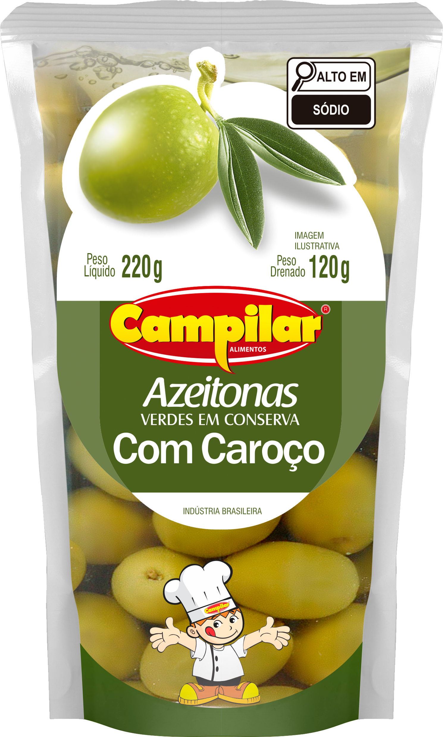 AZEITONAS VERDES C/ CAROÇO POUCH CAMPILAR 120 G