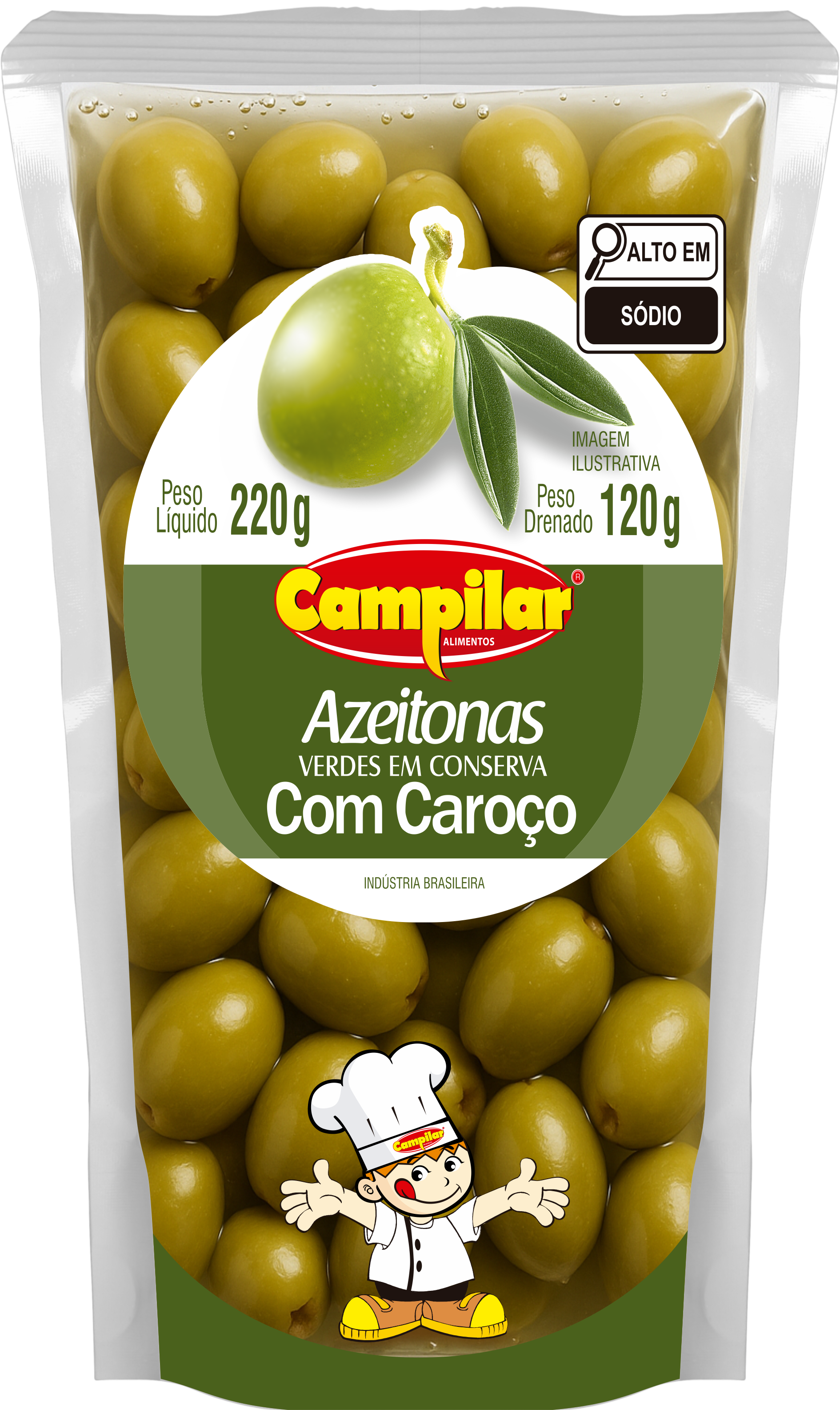 AZEITONAS VERDES C/ CAROÇO POUCH CAMPILAR 120G