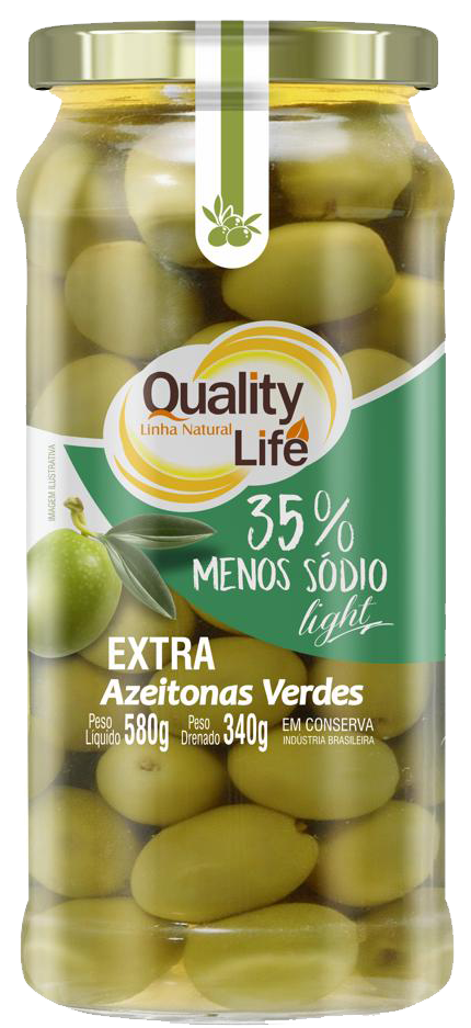 AZEITONAS VERDES EXTRA QUALITY LIFE 340 G