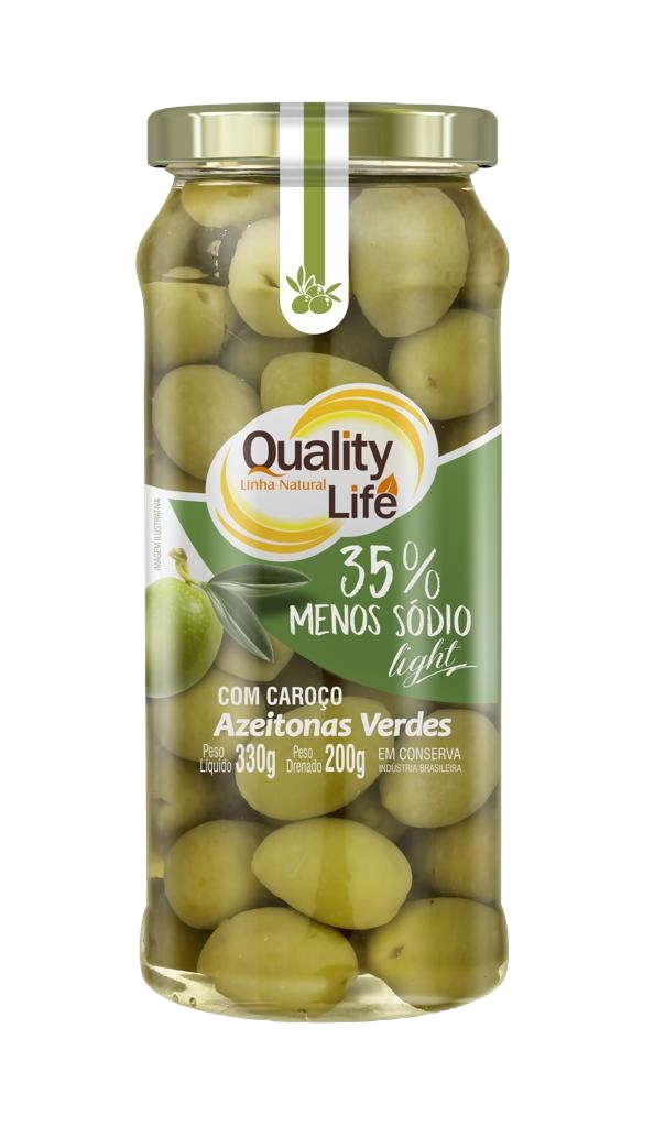 AZEITONAS VERDES C/ CAROÇO QUALITY LIFE 200 G