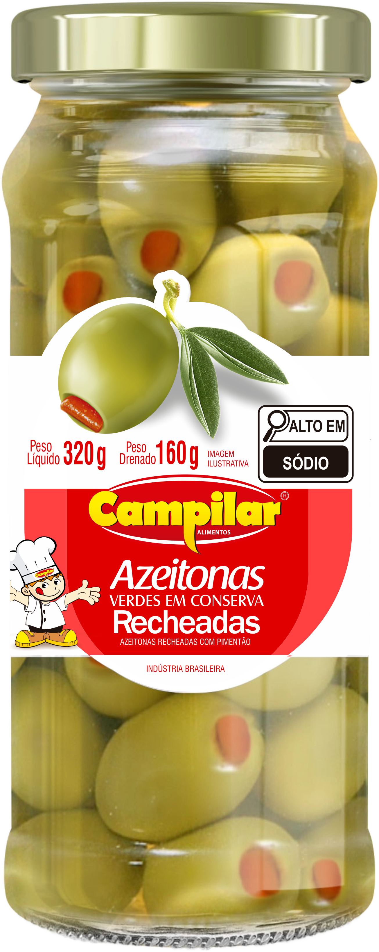 AZEITONAS VERDES RECHEADAS C/ PIMENTÃO 160G
