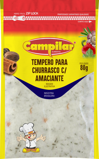 TEMPERO P/ CHURRASCO C/ AMACIANTE PREMIUM CAMPILAR 80G