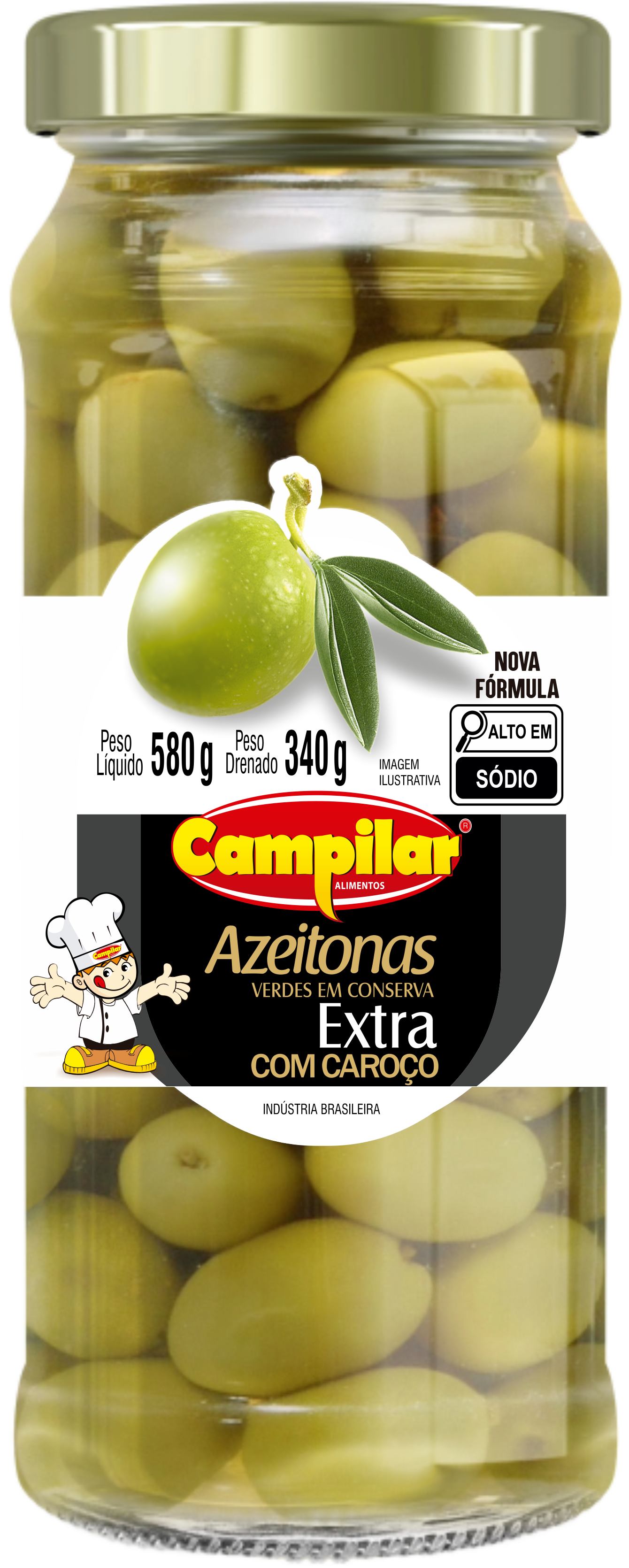 AZEITONAS VERDES EXTRA C/ CAROÇO CAMPILAR 340G